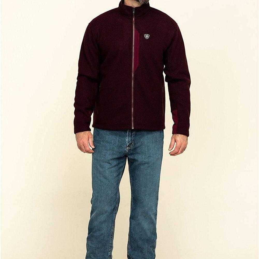 Model Wearing Ariat Men's Bowdrie Bonded Full Zip Jacket