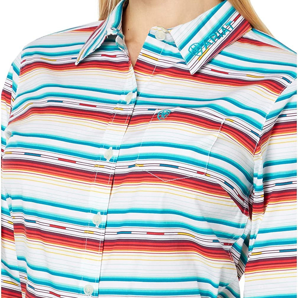 Close-up of Ariat Women's Team Kirby Stretch Shirt in Rosa Serape