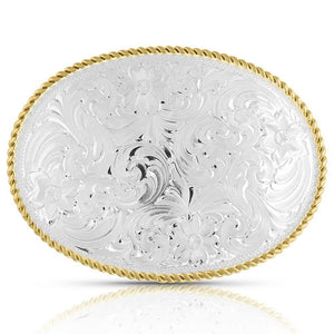 Montana Silversmiths Custom Small Two-Tone Engraved Western Buckle