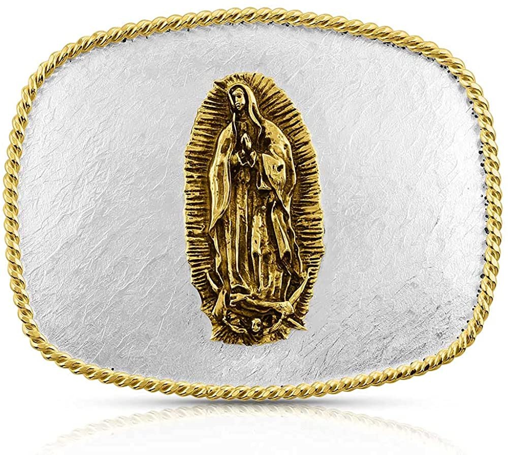 
                  
                    Montana Silversmiths Men's Rippling Waters Custom Western Belt Buckle, Lady of Guadalupe
                  
                