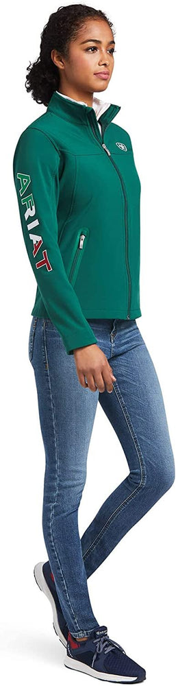 
                  
                    Woman Wearing Ariat Women's Classic Team Softshell MEXICO Jacket in Verde
                  
                