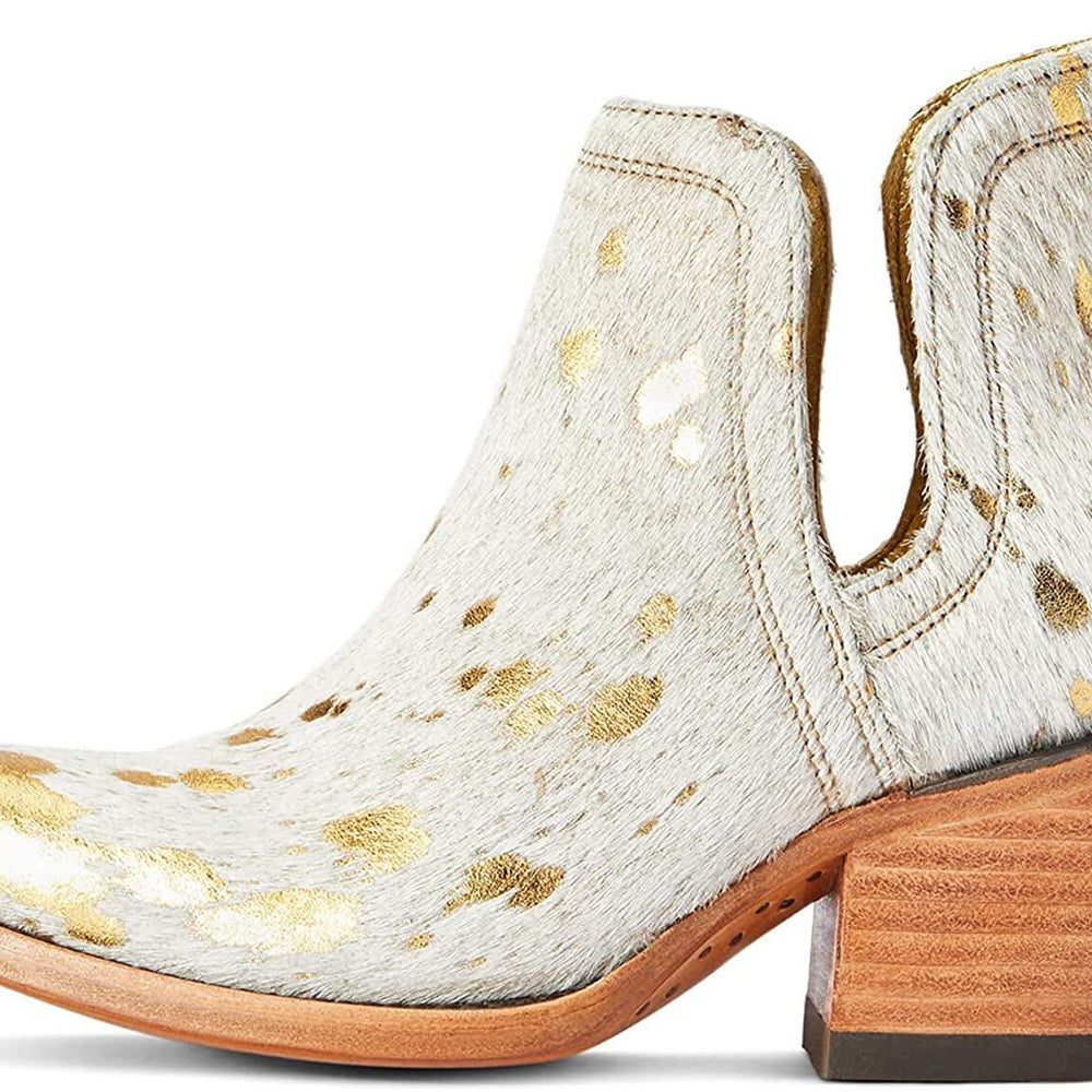 Side Profile of Ariat Women's Dixon Haircalf Western Boot in White Metallic Hair On